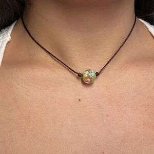 Lampwork boho dainty minimalist necklace cord gift for her back to school